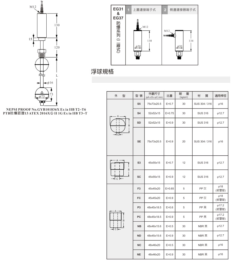 EGX 磁致伸縮式液位傳送器